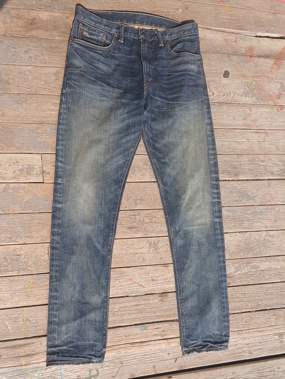 Ralph Lauren Double RL Men's Indigo Denim Jeans with Contrast Stitching - Picture 2 of 5